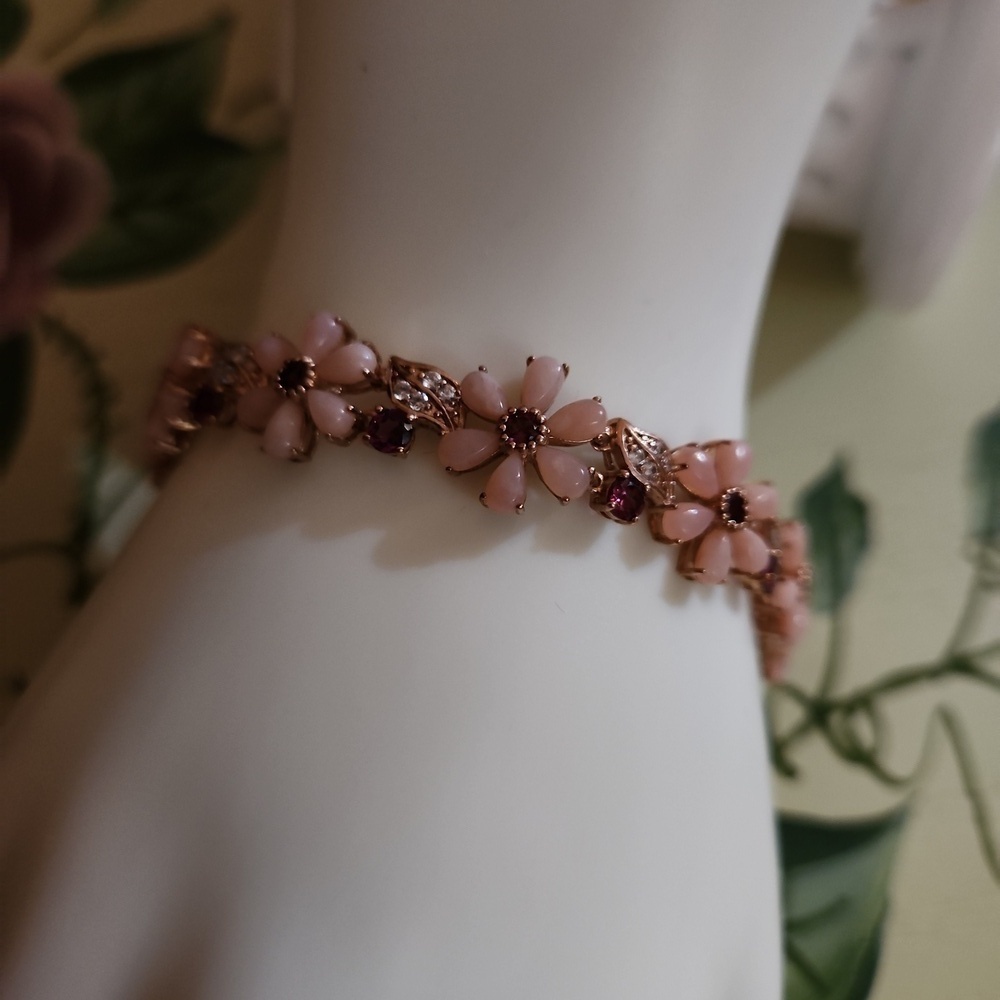 JTV Pink Opal 18k Rose Gold Over Sterling Silver Bracelet